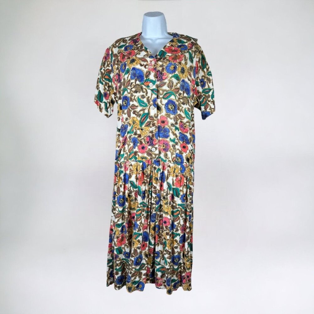 Vintage Express Compagnie International‎ Medium Dress 90s Grunge Floral Colorful